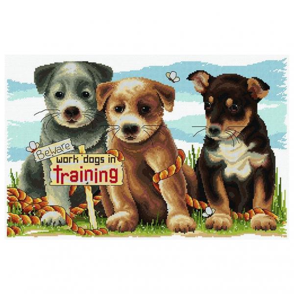 Work Dogs in Training cross stitch kit 14ct 30 x 46cm