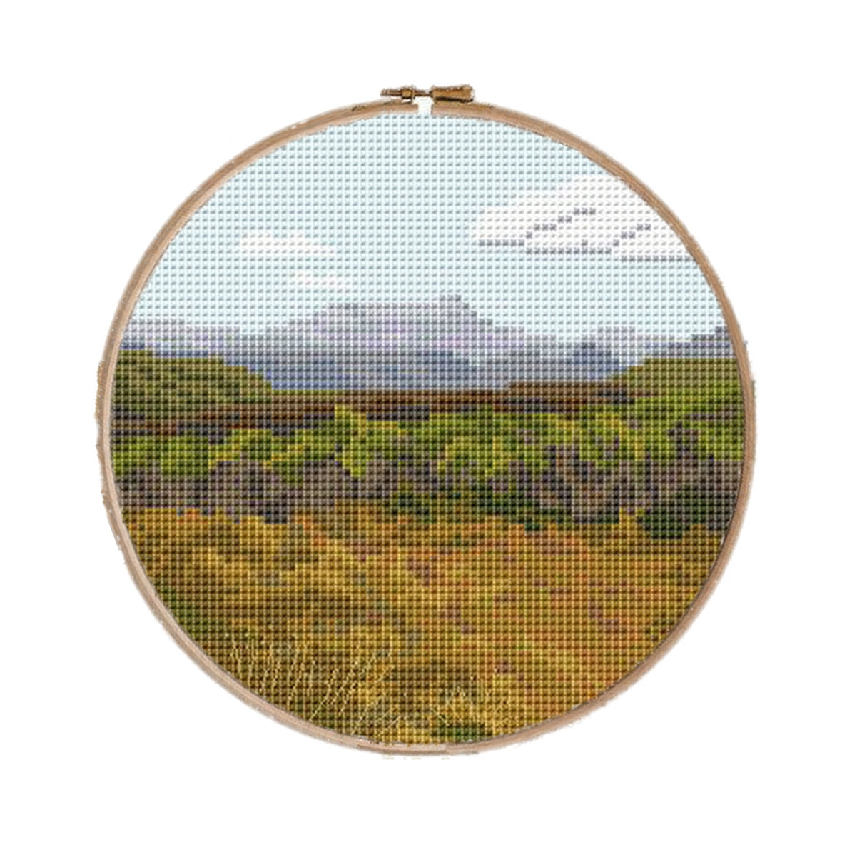 Kosciuszko counted cross stitch kit with Zweigart aida, DMC thread, and hoop.