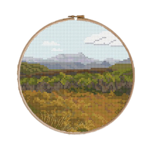 Kosciuszko counted cross stitch kit with Zweigart aida, DMC thread, and hoop.