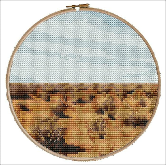 Nullabor counted cross stitch kit with 14ct aida, thread, and hoop.