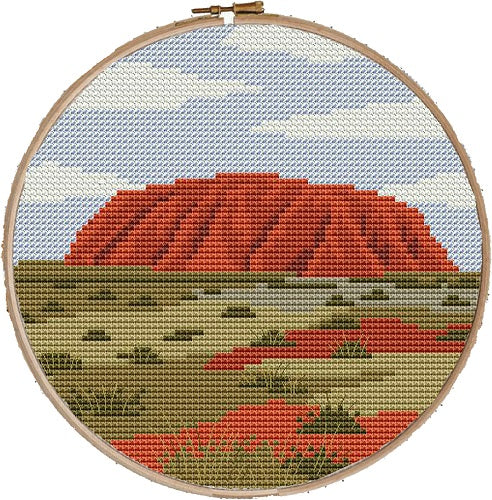 Red Centre counted cross stitch kit with 14ct aida, thread, and hoop.