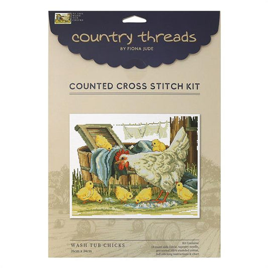 Wash Tub Chicks 26 x 34cm counted cross stitch kit